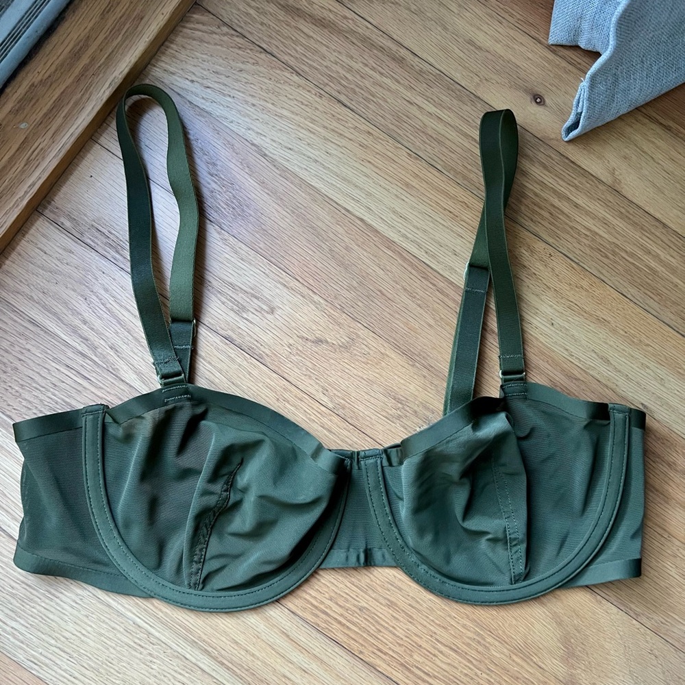 Cuup The Balconette Mesh Bra- Dark Green, 34C